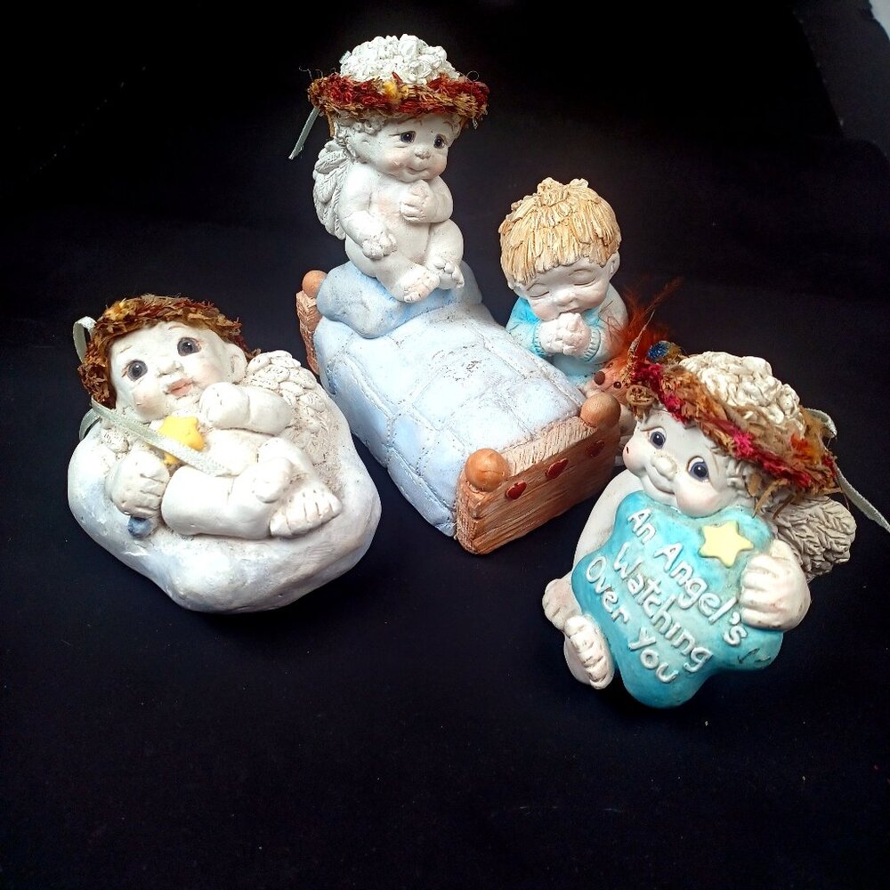 Vtg 3 Dreamsicles Angel Watching, Child's Prayer, Newborn Cherub Kristin Haynes